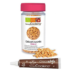 Scrapcooking Décors sucrés étoiles dorées + Stylo chocolat