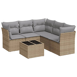 vidaXL Salon de jardin avec coussins 6 pcs beige résine tressée