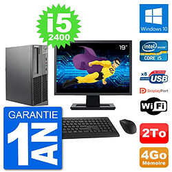 PC Lenovo M92p SFF Ecran 19" Intel i5-2400 RAM 4Go Disque 2To Windows 10 Wifi · Occasion 