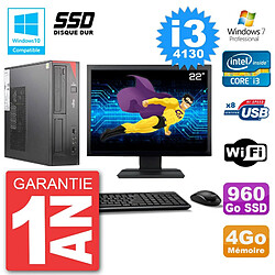 PC Fujitsu Esprimo E520 Ecran 22" i3-4130 RAM 4Go SSD 960Go Graveur DVD Wifi W7 · Occasion 