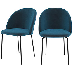 Rendez Vous Deco Chaise Karl en velours bleu foncé (lot de 2) 