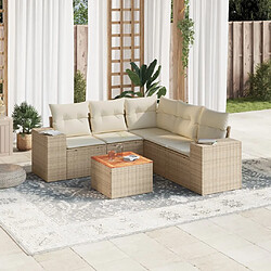 vidaXL Salon de jardin avec coussins 6 pcs beige résine tressée 