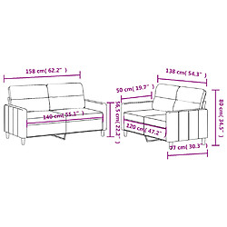 vidaXL Ensemble de canapés 2 pcs avec coussins Gris clair Tissu pas cher