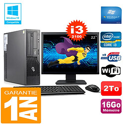 PC Fujitsu Esprimo E500 E85+ SFF Core I3-2100 16Go Disque 2 To Wifi W7 Ecran 22" · Occasion 