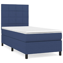 Maison Chic Lit adulte- Lit + matelas,Sommier à lattes de lit avec matelas Bleu 90x190 cm Tissu -GKD65878