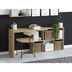 Vente-Unique Bureau 6 niches avec étagère murale - Coloris : Naturel - KADONA pas cher