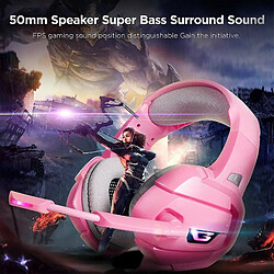 Chrono Casque LED Gaming Headset Casque avec Microphone pour PS4 PC Rose Guerrier Gamer, Rose