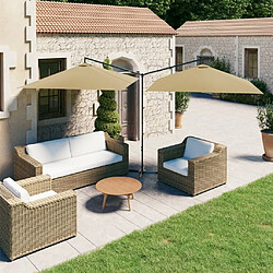 vidaXL Parasol de jardin double avec mât en acier taupe 600x300 cm