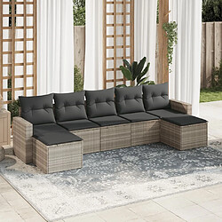 vidaXL Salon de jardin avec coussins 7 pcs gris clair résine tressée 