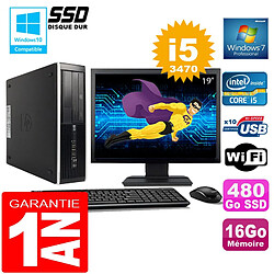 PC HP Compaq 8300 SFF Core I5-3470 Ram 16Go Disque 480 Go SSD Wifi W7 Ecran 19" · Occasion 