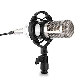 Wewoo Microphone à condensateur filaire de 3,5 mm pour studio d'enregistrement avec amortisseur de chocs, compatible PC / Mac diffusion en direct, KTV, etc. blanc