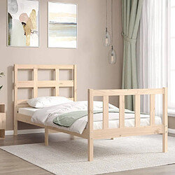 Avis Maison Chic Cadre/structure de lit avec tête de lit pour adulte - Lit Moderne Chambre 90x200 cm bois massif -MN14136