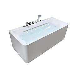 Avis Vente-Unique Baignoire balnéo semi-ilot blanche - 1 place - 470 L - 170 x 75 cm - KIRANA