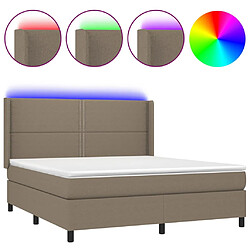 vidaXL Sommier à lattes de lit matelas LED Taupe 160x200 cm Tissu