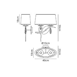 Luminaire Center Applique murale Louise côté droit 2 Ampoules E27 avec Abat jour blanc chrome poli/cristal transaparent