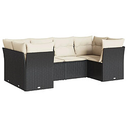 vidaXL Salon de jardin 6 pcs avec coussins noir résine tressée