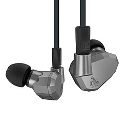 GUPBOO Casque intra-auriculaire KZ ZS5, 2DD + 2BA, hybride, avec microphone 