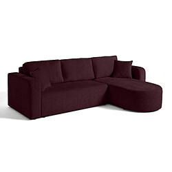 Bestmobilier Miro - canapé d'angle réversible - 4 places - convertible avec coffre - en velours texturé Miro - canapé d'angle réversible - 4 places - convertible avec coffre - en velours texturé - Prune