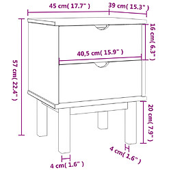 vidaXL Table de chevet OTTA marron et blanc 45x39x57cm bois pin massif pas cher