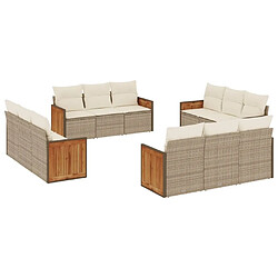 Maison Chic Salon de jardin avec coussins 12 pcs | Ensemble de Table et chaises | Mobilier d'Extérieur beige résine tressée -GKD86817