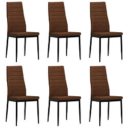 Decoshop26 Lot de 6 chaises de salle à manger cuisine style moderne en tissu marron CDS022624