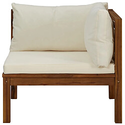 Avis vidaXL Canapé d'angle sectionnel et coussin blanc crème Bois d'acacia