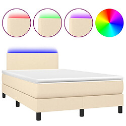 Maison Chic Lit adulte- Lit + matelas + LED,Sommier à lattes de lit matelas et LED crème 120x190 cm tissu -GKD55786