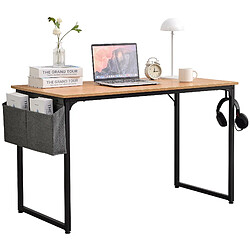 Avis Decoshop26 Bureau table d'ordinateur style industriel en MDF naturel et métal noir BUR10521