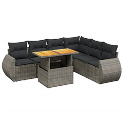 vidaXL Salon de jardin avec coussins 7 pcs gris résine tressée