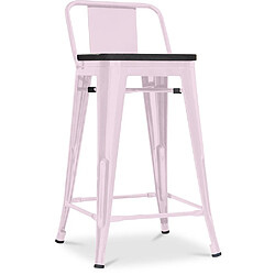 ICONIK INTERIOR Stylix Tabouret en bois et petit dossier - 60cm Rose pâle 