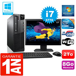 PC Lenovo M92p SFF Core I7-3770 Ram 8Go Disque 2 To Wifi W7 Ecran 19" · Occasion 