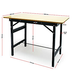 Helloshop26 Table de travail pliable 150kg max établi surface travail règle et rapporteur 16_0002924