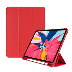 Wewoo Housse Étui Coque de protection en TPU antichoc à trois rabattables pour iPad Pro 11 pouces 2018avec support et fente stylet rouge