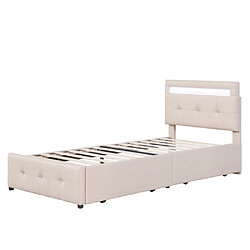 ComfortXL Lit Simple Pour Enfants Et Adolescents Avec Éclairage LED,(beige) 90*200cm