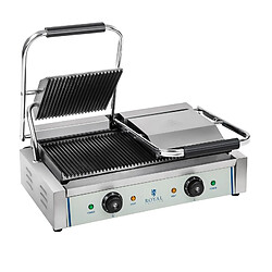 Helloshop26 Machine à panini nervurée double - 2 x 1.800 watts acier inox professionnel 3614037