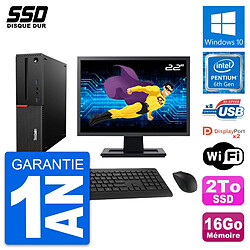 PC Lenovo M800 SFF Ecran 22" Intel G4400 RAM 16Go SSD 2To Windows 10 Wifi - Occasion