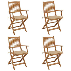 vidaXL Chaises pliables de jardin lot de 4 avec coussins Bois d'acacia