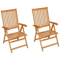 Maison Chic Lot de 2 Chaises de jardin,Fauteuil d'extérieur avec coussins vert Bois de teck massif -MN93894