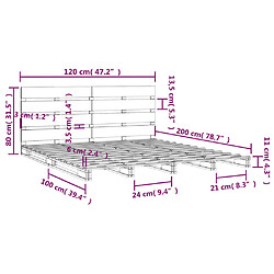 vidaXL Cadre de lit sans matelas 120x200 cm bois de pin massif pas cher