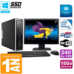 PC HP Compaq Pro 6300 SFF G630 RAM 16Go 240Go SSD Graveur DVD Wifi W7 Ecran 27" · Occasion 