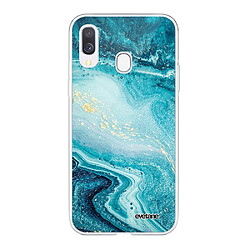 Coque Samsung Galaxy A40 360 intégrale transparente Bleu Nacré Marbre Ecriture Tendance Design Evetane. 