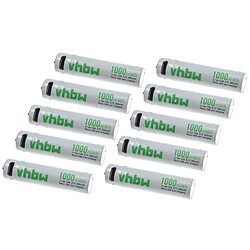 vhbw 10x Piles rechargeables AAA Micro avec prise micro-USB (280mAh, 1,5V, Li-ion) 