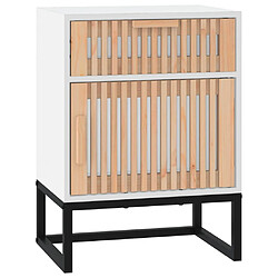 vidaXL Table de chevet blanc 40x30x55,5 cm bois d’ingénierie et fer