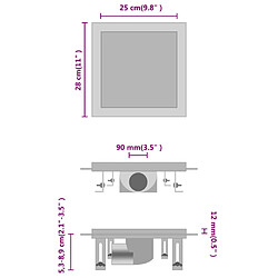 vidaXL Drain de douche avec couvercle 2 en 1 28x28 cm Acier inoxydable