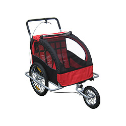 Bcelec 5664-0001A Remorque vélo 2 en 1 convertible en poussette et jogger pour deux enfants, coloris Rouge/Noir