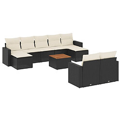 Maison Chic Salon de jardin 10 pcs avec coussins | Ensemble de Table et chaises | Mobilier d'Extérieur noir résine tressée -GKD68330