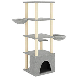 Arbre à chat avec griffoirs,niche pour chat en sisal gris clair 147 cm -MN96176 pas cher