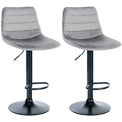 Non Lot de 2 tabourets de bar Lex velours noir 