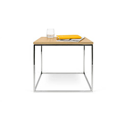 TemaHome - Table d'Appoint Gleam 50cm Chêne & Métal Chromé