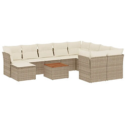 Maison Chic Salon de jardin 11 pcs avec coussins, Ensemble Tables et chaises d'extérieur beige résine tressée -GKD908643